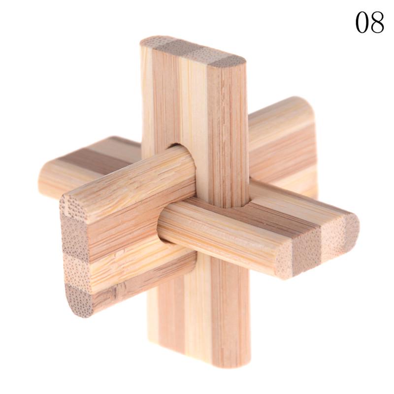 Iq Brain Teaser Kong Ming Lock Wooden Interlocking Burr 3D Puzzles Game Toy Gift