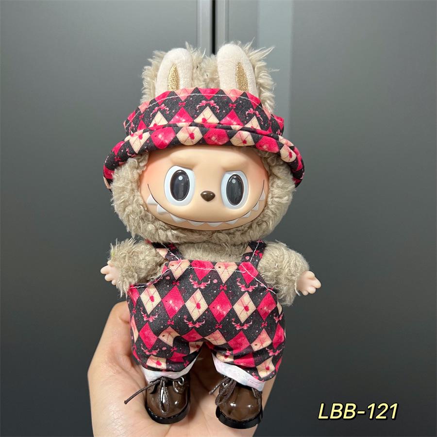 Can Wear Baby Clothes, Enamel Labubu 17cm Dolls Cute Dress-up Casual Suits Skirts Plush Clothes