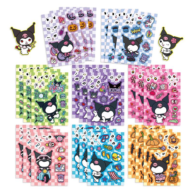 

6/8Sheets Cute Christmas Puzzle Stickers Make A Face Gingerbread Man Snowflake Party Decoration Kids Assemble Jigsaw Diy Toys as the picture