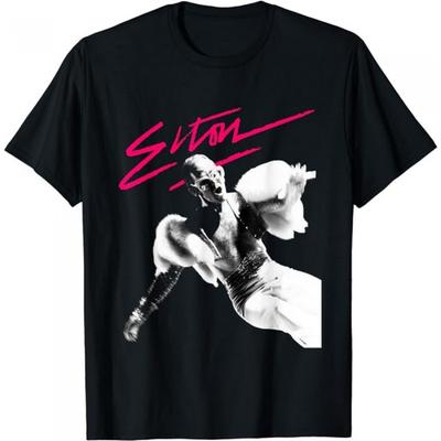 Elton John Unisex volwassen T-shirt met geborstelde katoenen rugprint