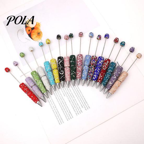 Exquisite Diamond Stationery Pen Beadable Pens, Bling Rhinestone Beaded DIY Bead Pen, Crystal Shaft Gel Black Ink Ballpoint Pens for Decorations
