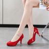 Fashion 2024 High Heels Shoes Women White Wedding Shoes Thick High Heels Fashion Party Pumps Footwear Yellow Red Big Size 35-41
