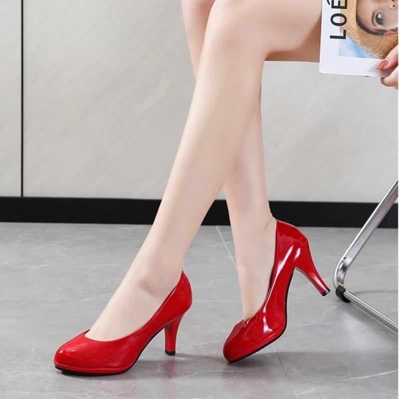 Fashion 2024 High Heels Shoes Women White Wedding Shoes Thick High Heels Fashion Party Pumps Footwear Yellow Red Big Size 35-41