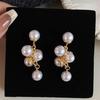 1 Pair Faux Pearls Dangle Earrings for Women, Gold Plated Grape Cluster Drop Earrings, Prom Wedding Bridal Jewelry