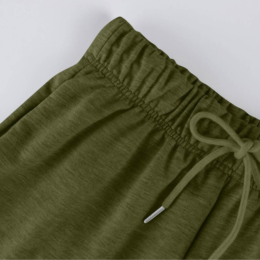 Ladies Fashion Loose Draw String Waist Solid Color Cargo Pants Leisure Flares