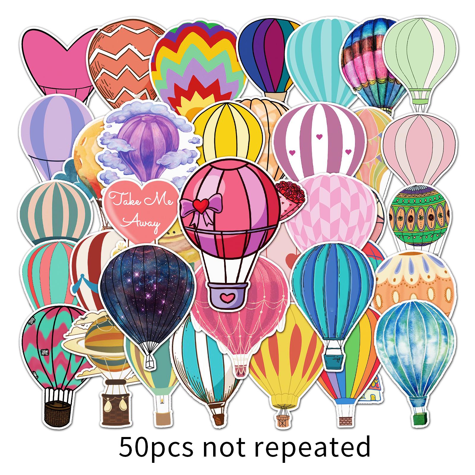 50pcs DIY Cartoon Hot Air Balloon Stickers for Scooters & Suitcases