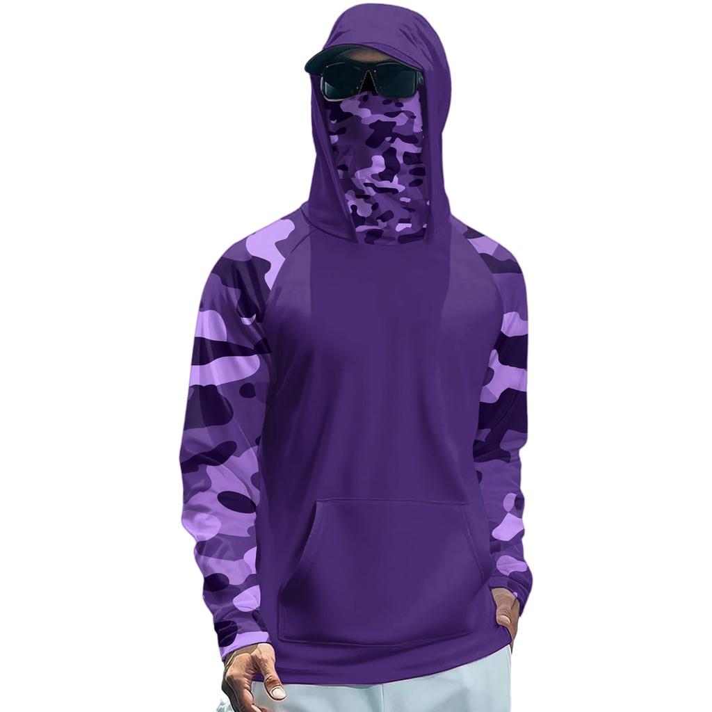 Lightweight Hooded Sun Protection Shirt Full Face Cover Long Sleeve Rash Guard Shirt for Outdoor Activities Breathable Quick Dry Fabric