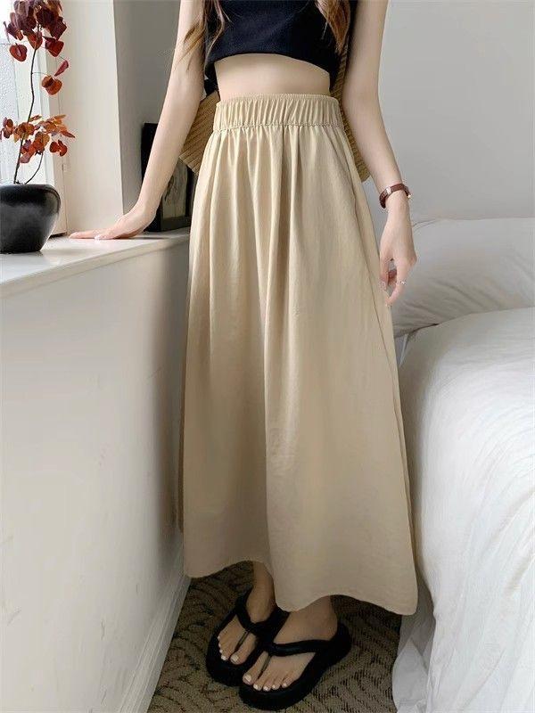 Yamamoto Autumn High-Waist Pleated A-Line Midi Skirt