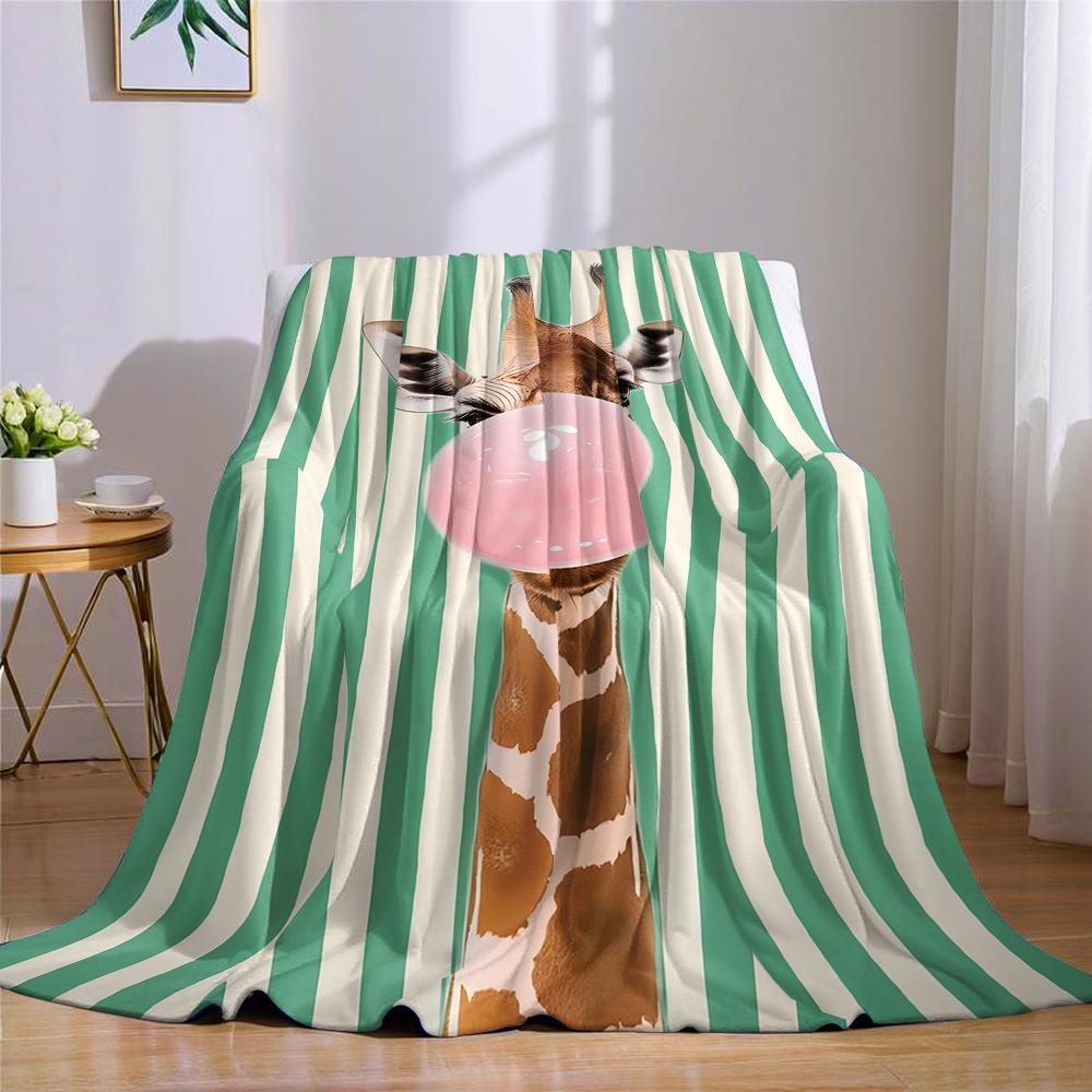 Bubble Giraffe Flannel Blanket Warm Soft Halloween Christmas Couch Warm Cozy Decorative Decor Gift For All Season
