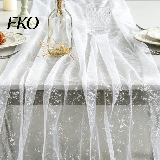 Table Runner Glittery Runner, Sheer Flowing Tulle Elegant Charming Dining Accessory for Home Wedding Baby Shower Bridal