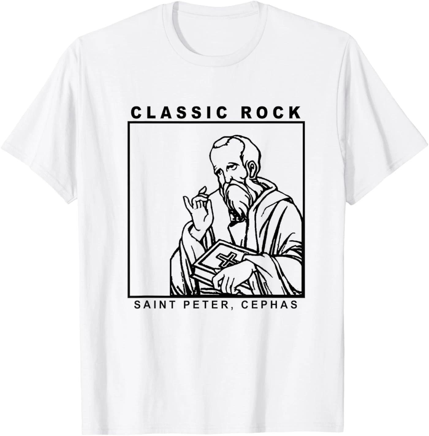 Saint Peter Classic Rock Catholic Vibe Petros Upon This Rock T-Shirt L