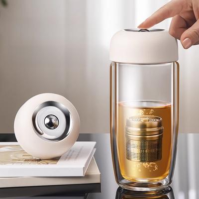 GIANXI Double Thickened Anti-Scalding Glass Cups Office Magnetic Tea Separation Tea Bin Design Portable Watertight Leakproof Cup