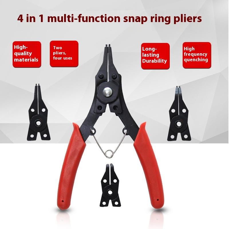 4-In-1 Circlip Pliers Set Snap Ring Pliers Multi Crimp Removable Plier Head Retaining Circlip Pliers Hand Tools Multifunctional