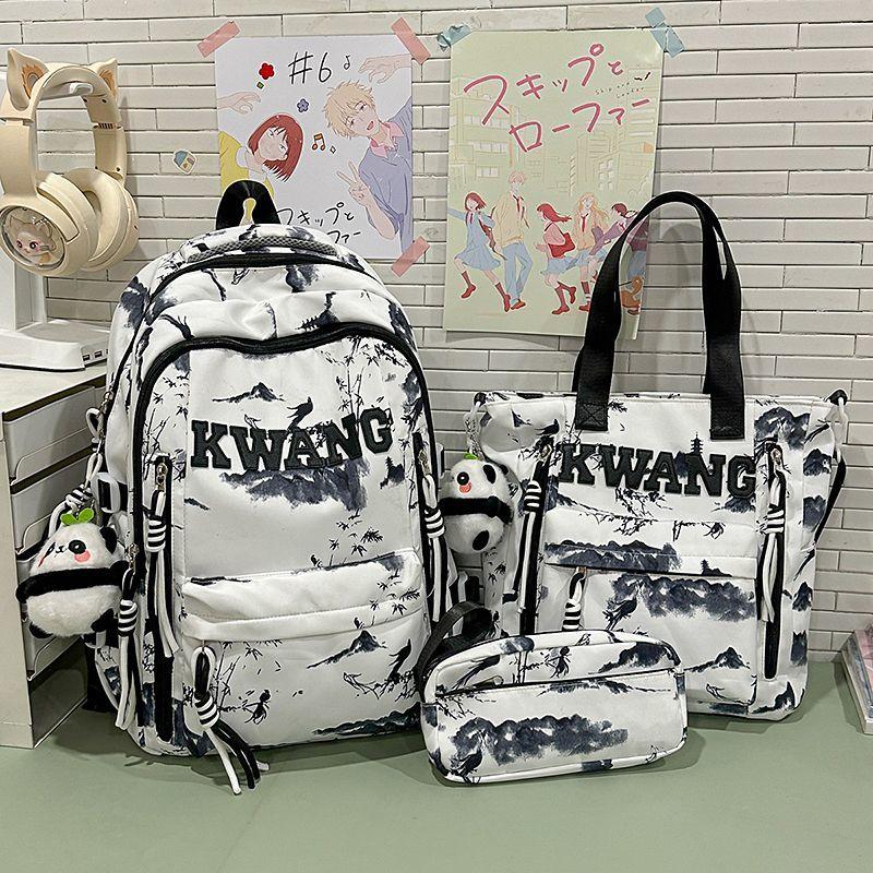 

Three Piece Trendy Travel Backpack Set Multi Purpose Backpack Male Junior High School Student, High School Student, Female Backpack three-piece set bag чорний