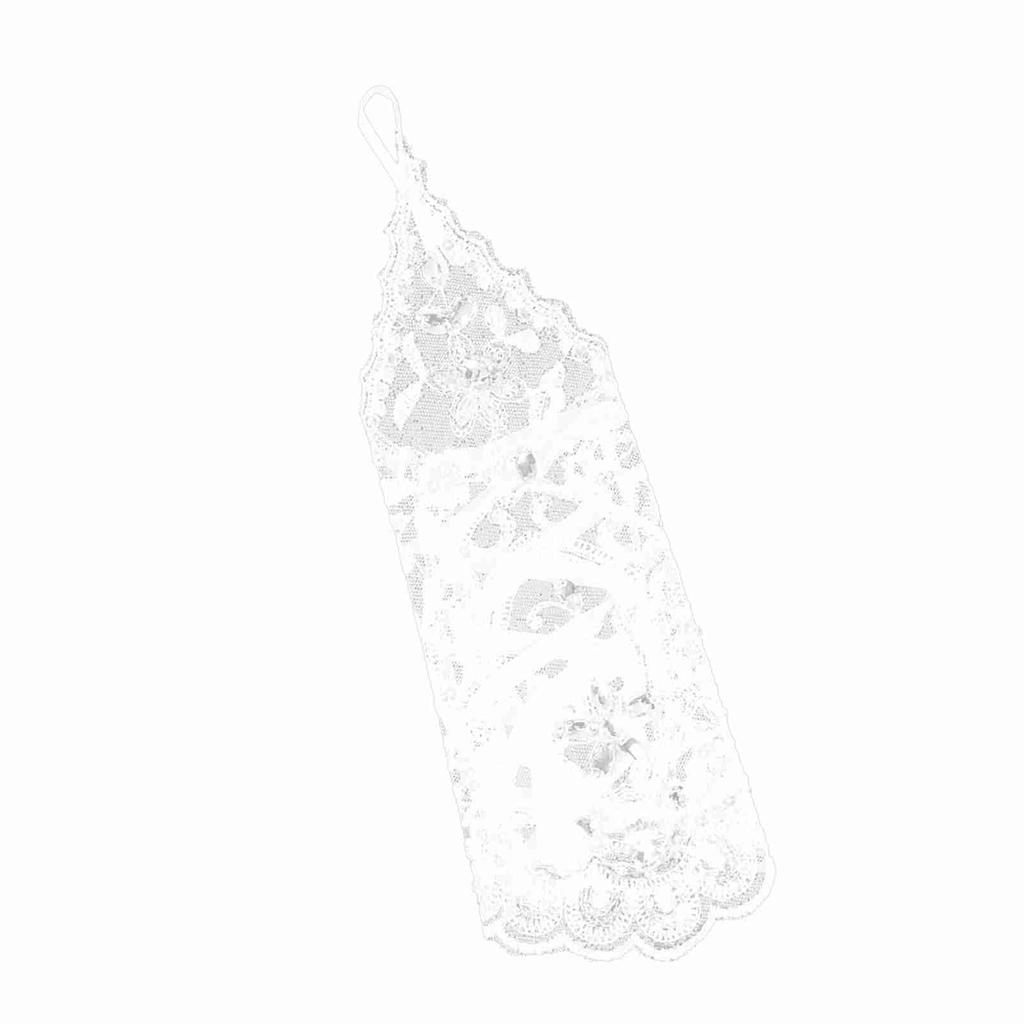 Retro Syle Ivory Lace Flower Bride Bridal Rhinestone Sexy Fingerless Gloves Wedding White