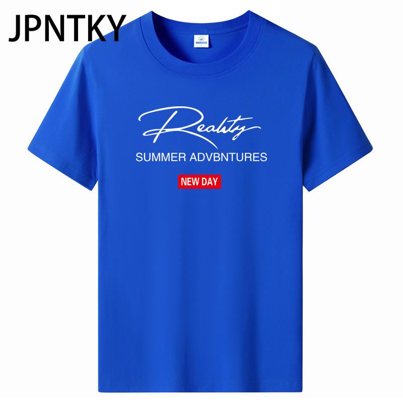 JPNTKY Cotton Short Sleeve T-shirt Men's Fashion Loose Half Sleeve Shirt Printed Compassionate Shirt