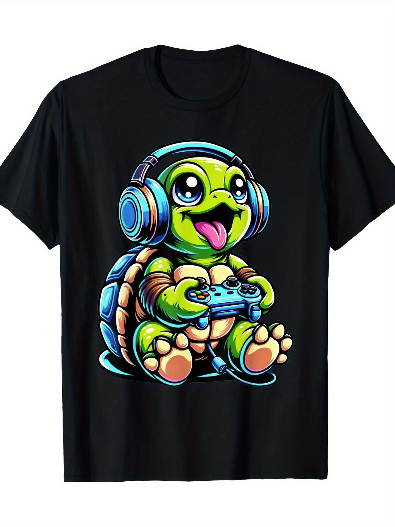 

Humorous Turtle Game Player, Turtle Themed Game, Video Game T-shirt Men s Pattern Casual Shirt, Excellent Sports Gift Creativ... S разноцветный