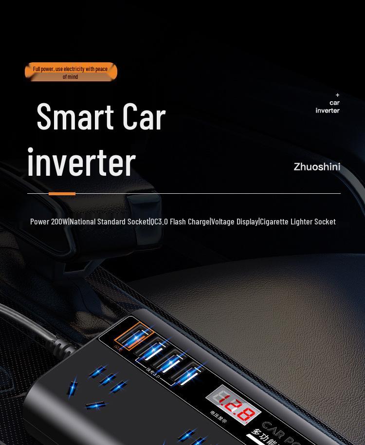 Universal Car Inverter: 12V/24V to 220V Power Converter & Phone Charger