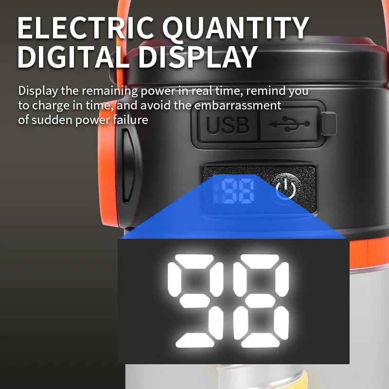 Portable Camping Lamp 5-in-1 Modes Lanterns Solar Outdoor Emergency Lighting Waterproof Solar and USB Charge for Camping Tent