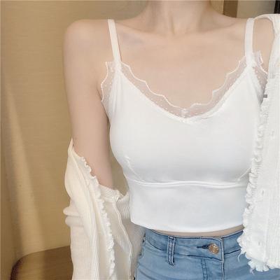 Encaje y Encaje Envuelto Pecho Sin Tirantes Ropa Exterior Chaleco Base de Verano para Mujer con Almohadilla en el Pecho Top Interior de Tirantes de Seda Helada