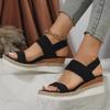 2023 Summer Women's Large Wedge Heel Sandals with Open Toe and Elastic Strap