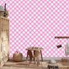 Pink and blue checkered wallpaper powder pink and white 50x1000