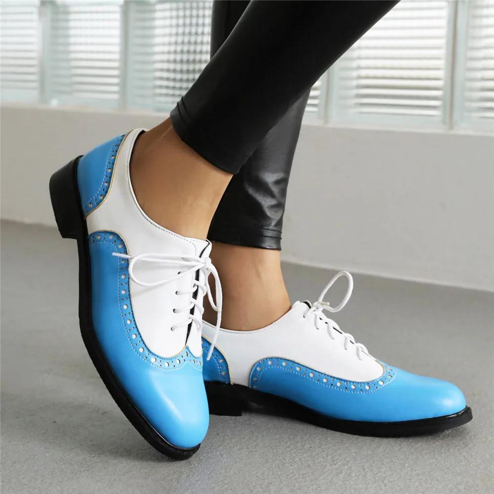 Fashion 2025 Fashion Spring Autumn Oxford Flats Woman Lace-up Round Toe Loafers Leather Derby New British Ladies Thick Heel Shoes 34-43