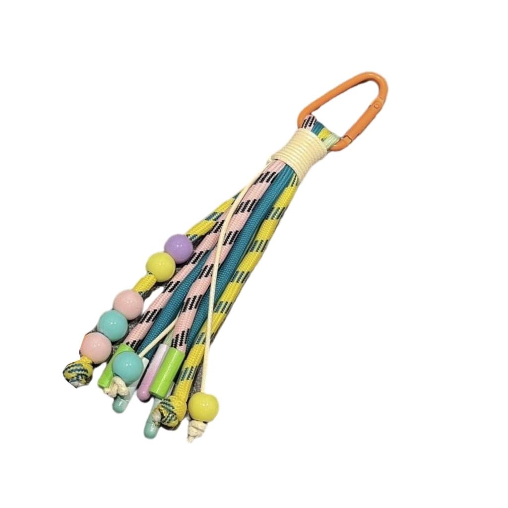 Hand Woven Colorful Keychain Decorative Hanging Pendant Key Holder with Unique Ethnic Charm for Keys Phones and Bags