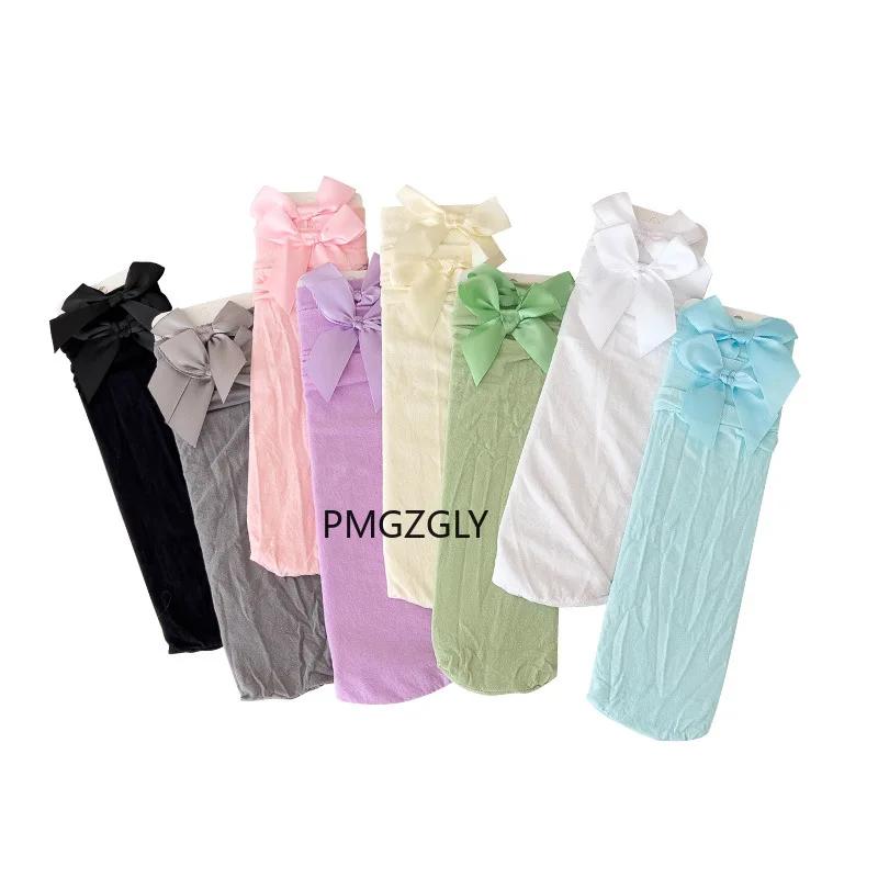 1 Girls' Bow Socks Spring/Summer Thin Velvet Stacked Socks Korean Version Lolita Baby Princess Calf Socks