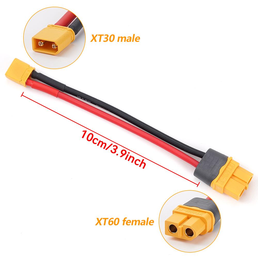 XT30 Male To XT60 Female Plug Connector Adapter With 100MM 16AWG Silicone Wire For RC Lipo Battery RC Drone Car Boat