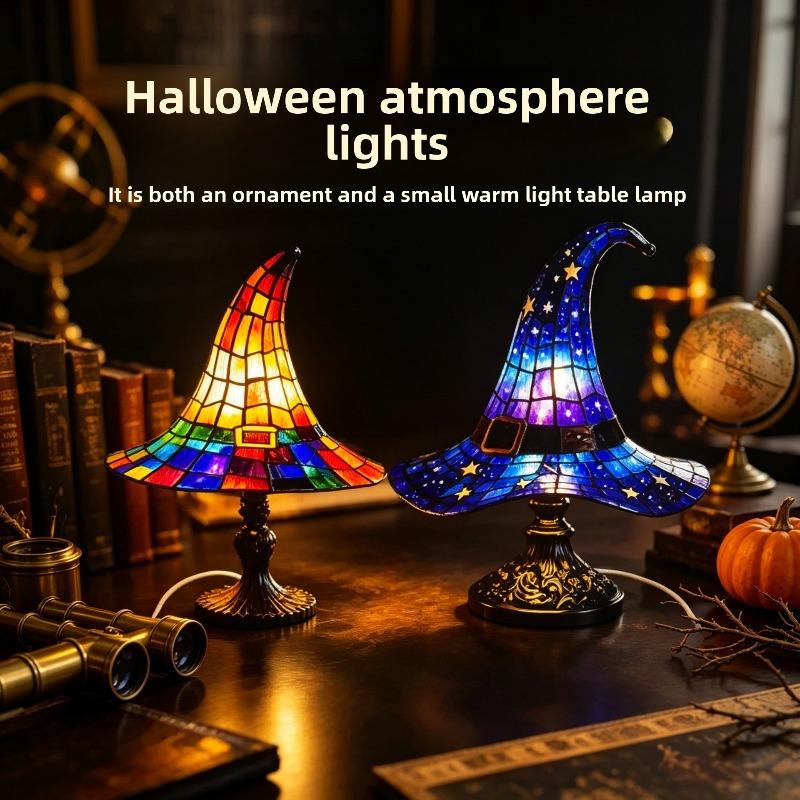 New Style Witch Hat Night Light for Home Use - Halloween Resin Decorative Item - Table Lamp - Plug-in