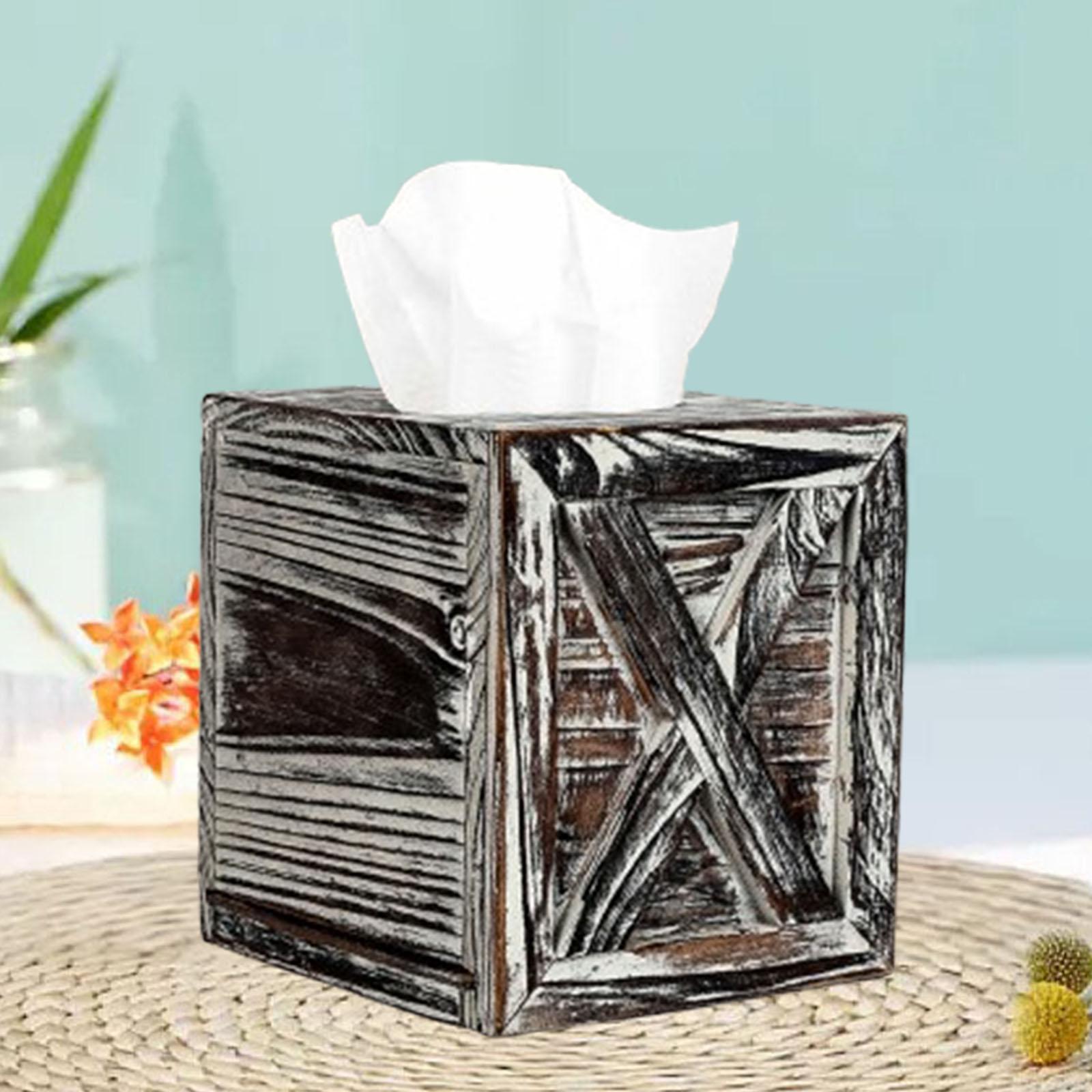 Wood Tissue Box Cover Napkin Case Stylish Wood Tissue Holder Facial Paper Holder for Office Desk Bedroom Kitchen Bathrooms
