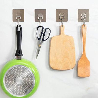 Durable Adhesive Stainless Steel Kitchen Hook Set - Trace-Free, Multi-Functional for Home Use