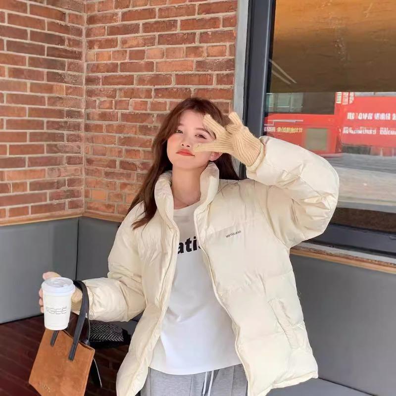 Down jacket women's winter new short small bread jacket stand-up collar thickened loose couple winter