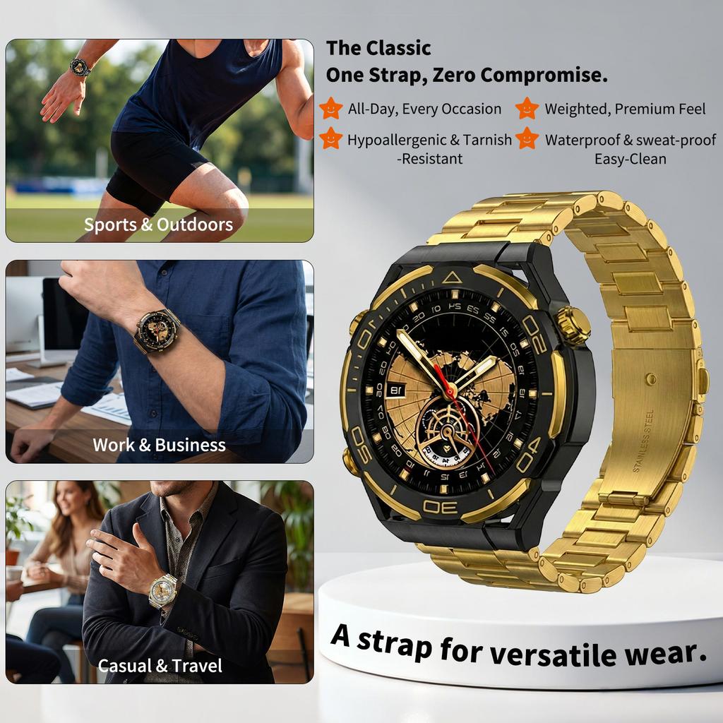 Cinturini Universali da 22mm Braccialetto in Acciaio Inossidabile per Huawei Ultimate 2 GT 6 Pro Braccialetto per Garmin 570 265 Venu 4 Amazfit Cheetah Pro