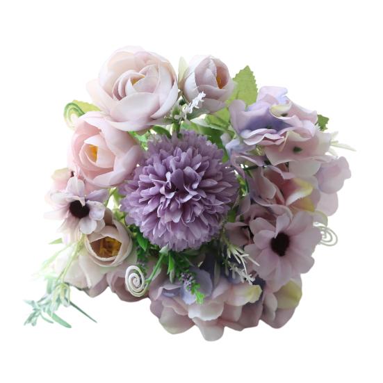Artificial Flowers Bunch Realistic Faux Silk Flowers Long-Lasting Hydrangea Rose Fake Flowers