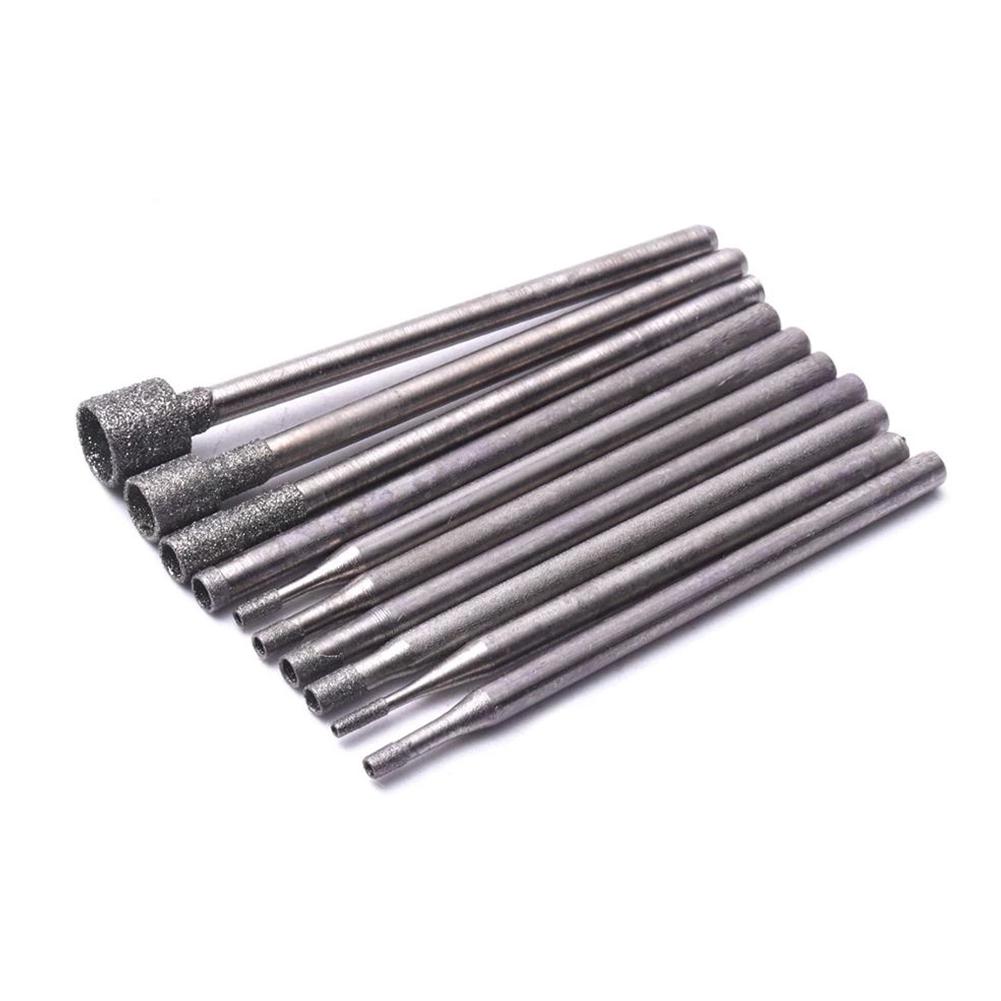 Diamant-Frässtift-Kernschleifkopf, Silber, 0,8–5 mm, 10 Stück