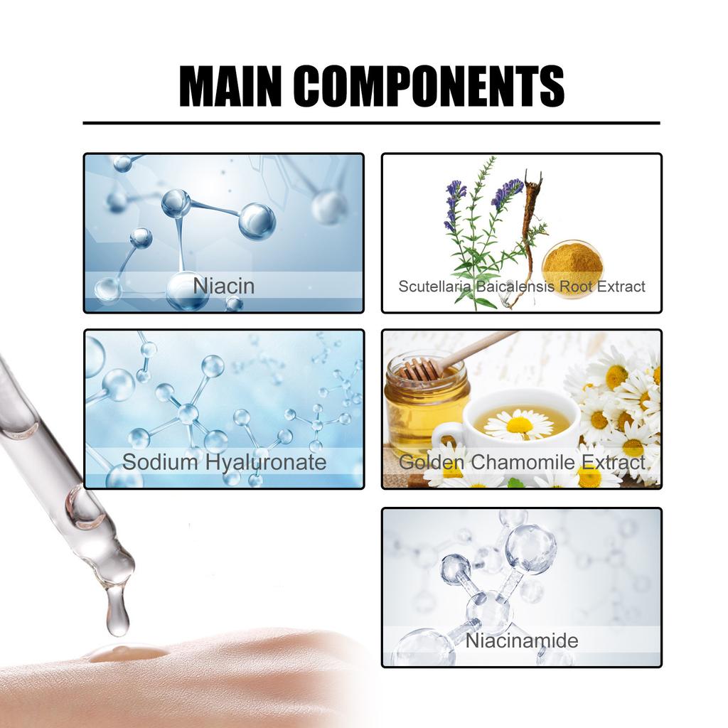 EELHOE Niacinamide Face Serum Whitening Anti Wrinkles Removal Spots Freckle Face Care Sodium Hyaluronate Facial Essence 50ml