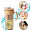 Ecarla Kubek Z Ryflowanego Szkła Z Sitkiem I Słomką 550Ml Brąz Cup12Br