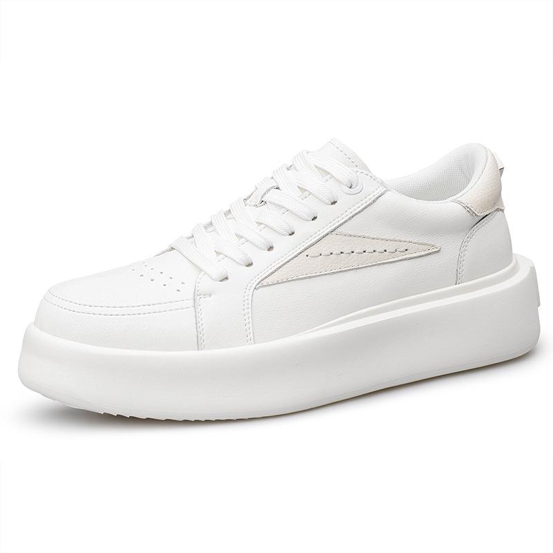 Men's Trendy Leather Pointed Toe Low-Top Shoes with 5CM Thick Sole - Versatile High Street Casual Sneakers