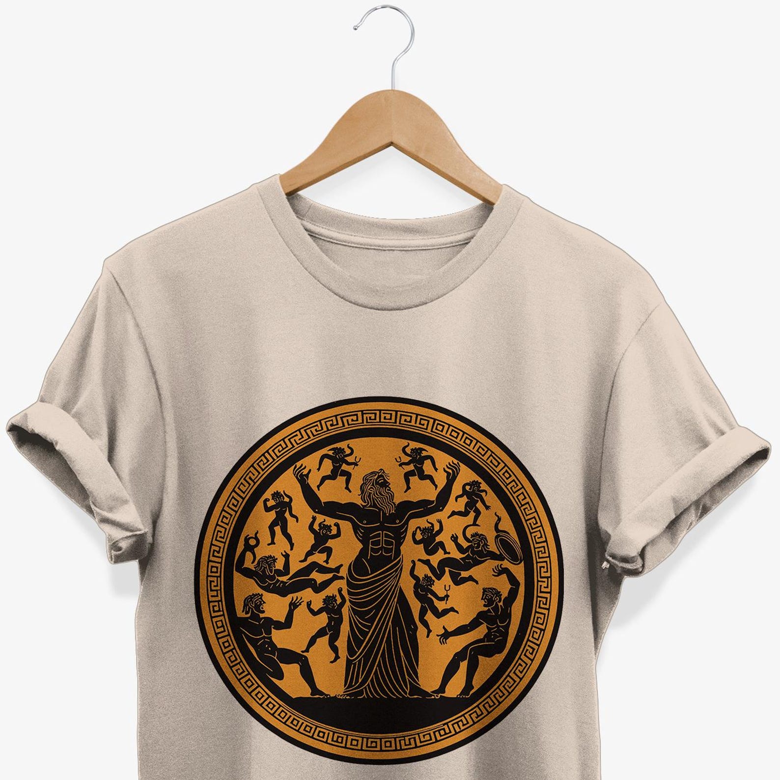 Dionysus with Revelers Myth T-Shirt, Greek Mythology Graphic Tee, Olympian Gods Gifts M