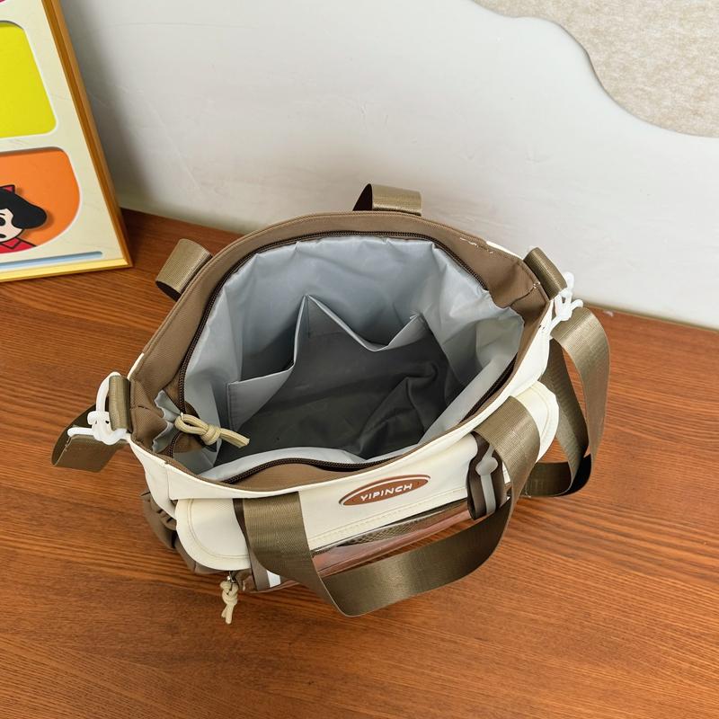 Women's Large Capacity Handbag Color Block Student Shoulder Bag