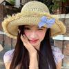 Sweet Big Bowknot Sun Hat Elegant Lace Brim Sunshade Cap Summer Woman's Straw Hat  Beach