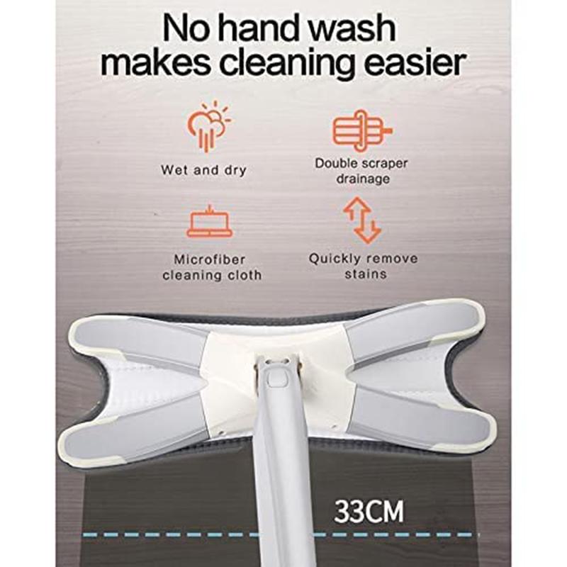 X Type Floor Squeeze Mop with Replacement Mop Pads Self Wringing Flat Mop Hands Free Wash Household Floor Mop Home Cleaning Tool
