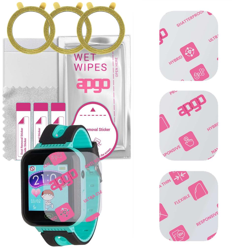 3x Apgo Ultra-Clear Hybrid Protective Glass Compatible with Garett Kids Fine (dla Dzieci), Flexible Nano Glass, Great Replacement for Tempered Glass,