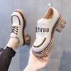 Women's British Style Leather Loafers - 2026 Spring/Autumn Chunky Heels & Soles, Fashionable Color-Matching Design