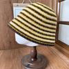 Premium Striped Contrasting Color Bucket Hat Retro Big Head Circumference Plain Face Small Versatile Warm Windproof Basin Hat