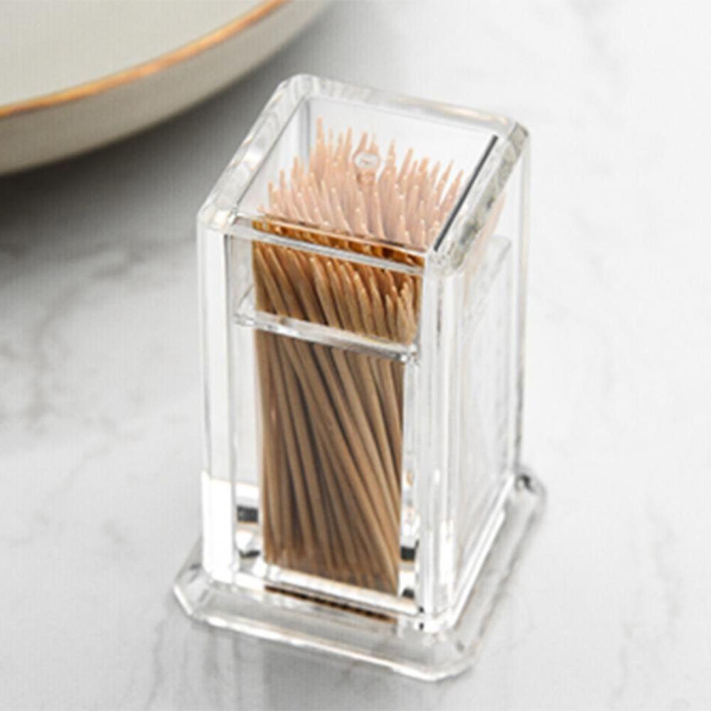 Hotel Round Square Transparent Toothpick Box Desktop Accessories Toothpick Bottle Storage Box