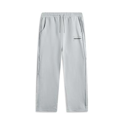 Li Ning CF Suo Vielseitige Lockere Gerade Bein Warme Einfarbige Gestrickte Sporthose Herren Unterteile Ziegelgrau AKLV227-2