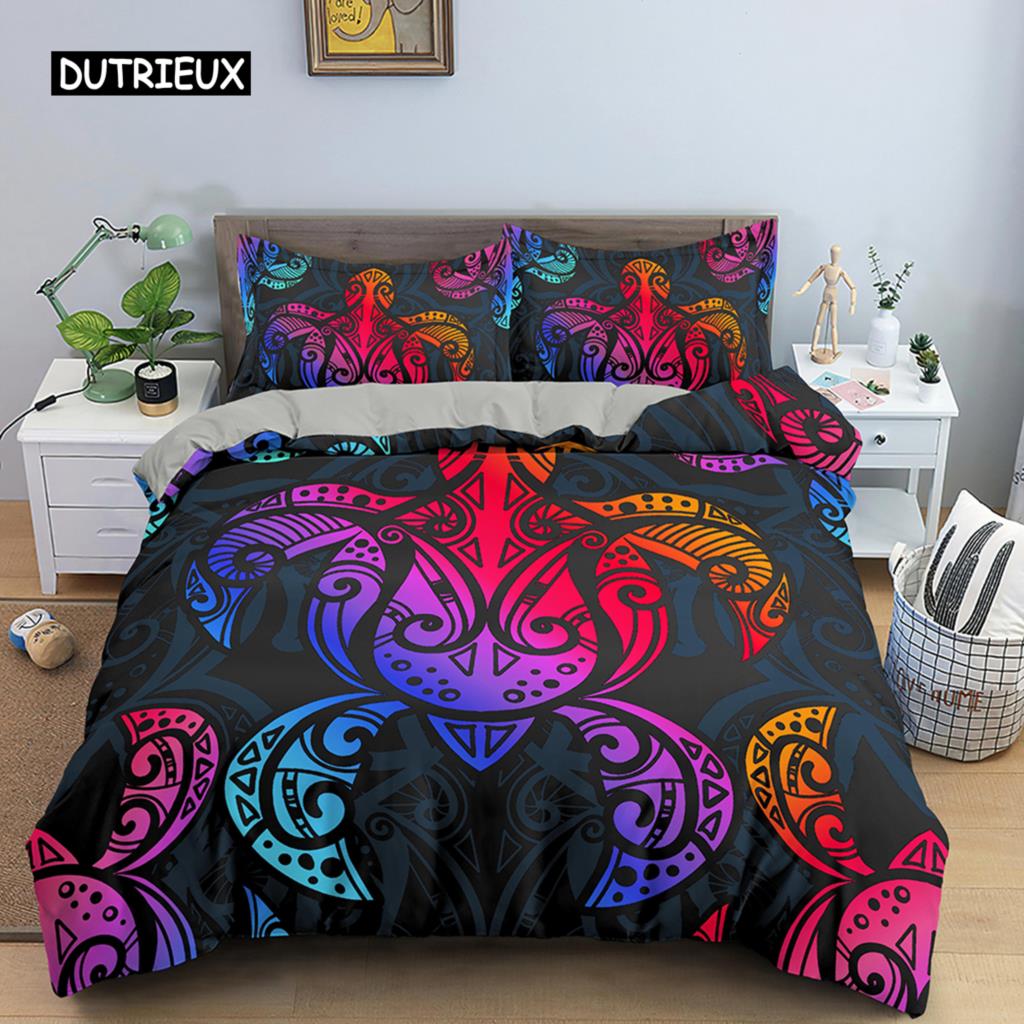 3D Sea Turtle Beddings Set Psychedelic Animal Duvet Cover Comforter Covers Single Twin Full Queen King Polyester Quilt Cover